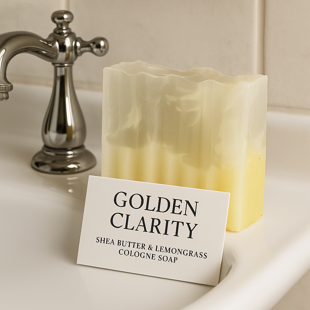 Golden Clarity – Shea Butter & Lemongrass Cologne Soap